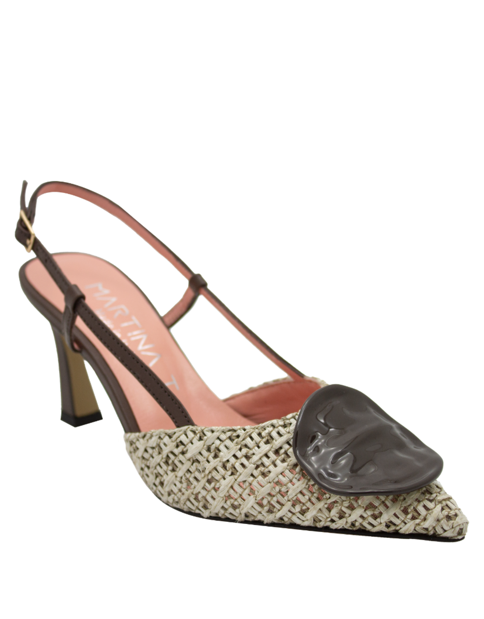 MissT MissT MT1C Brown Rafia  Sling Pump With Button 1312