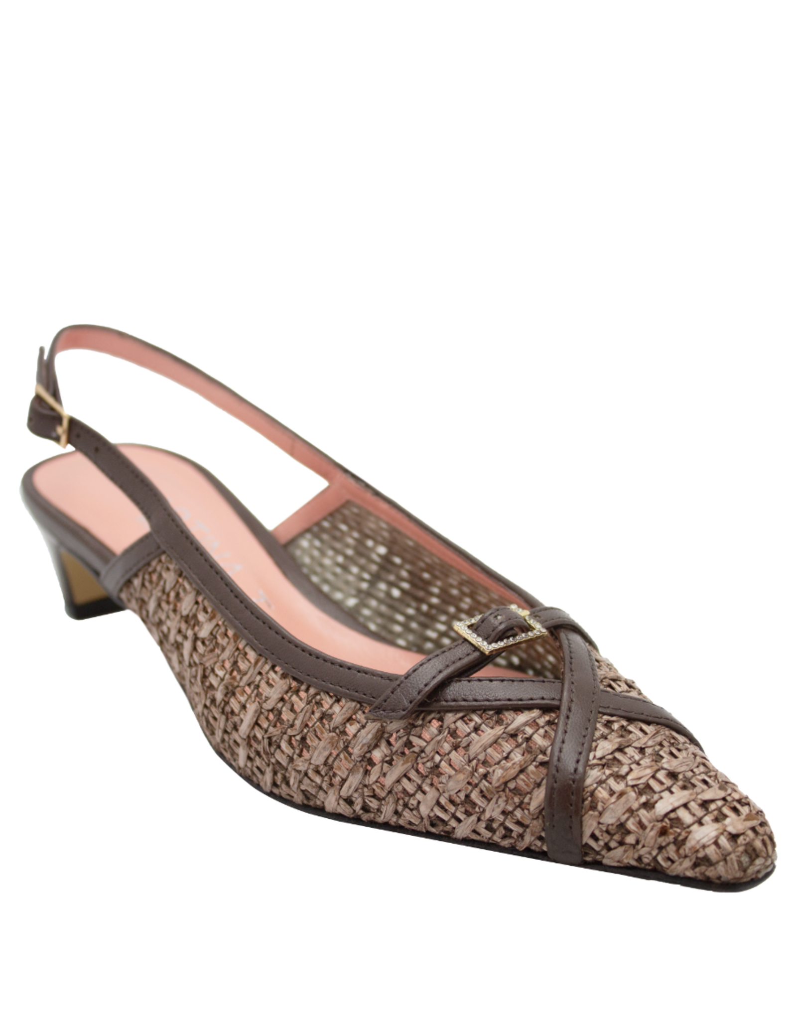 MissT MissT MT1N Brown Rafia Kitten Heel With Buckle Detail 1640