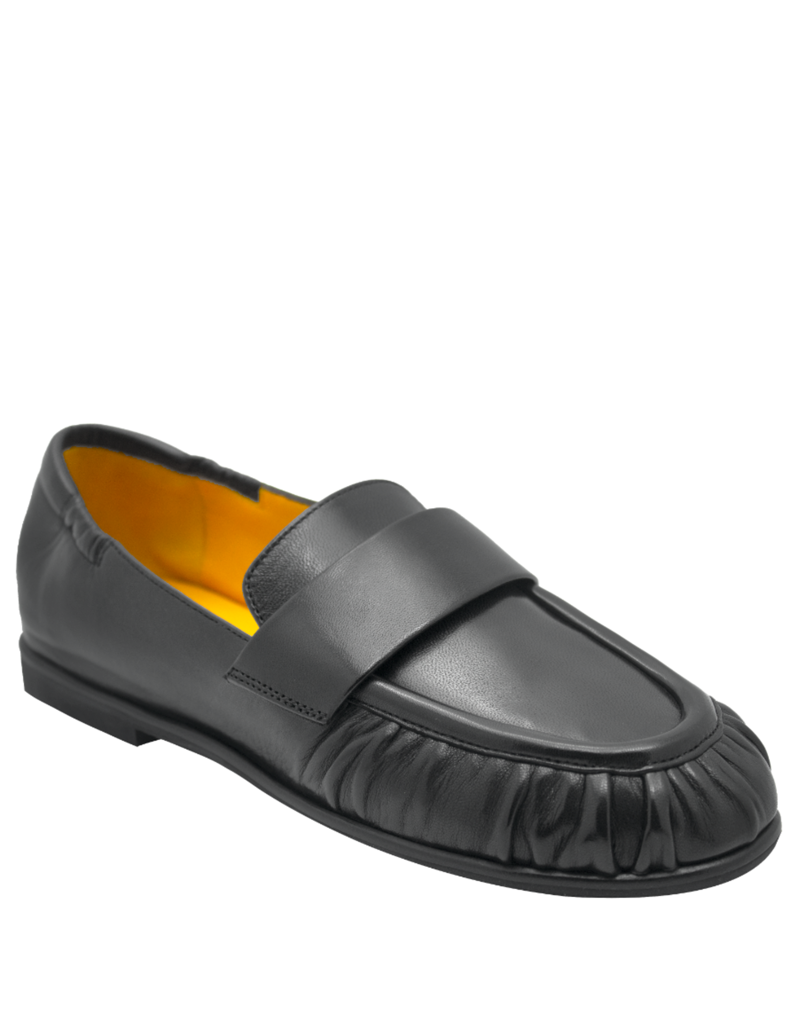 MaraBini MaraBini M14E Black Flat Ruched Loafer 1047