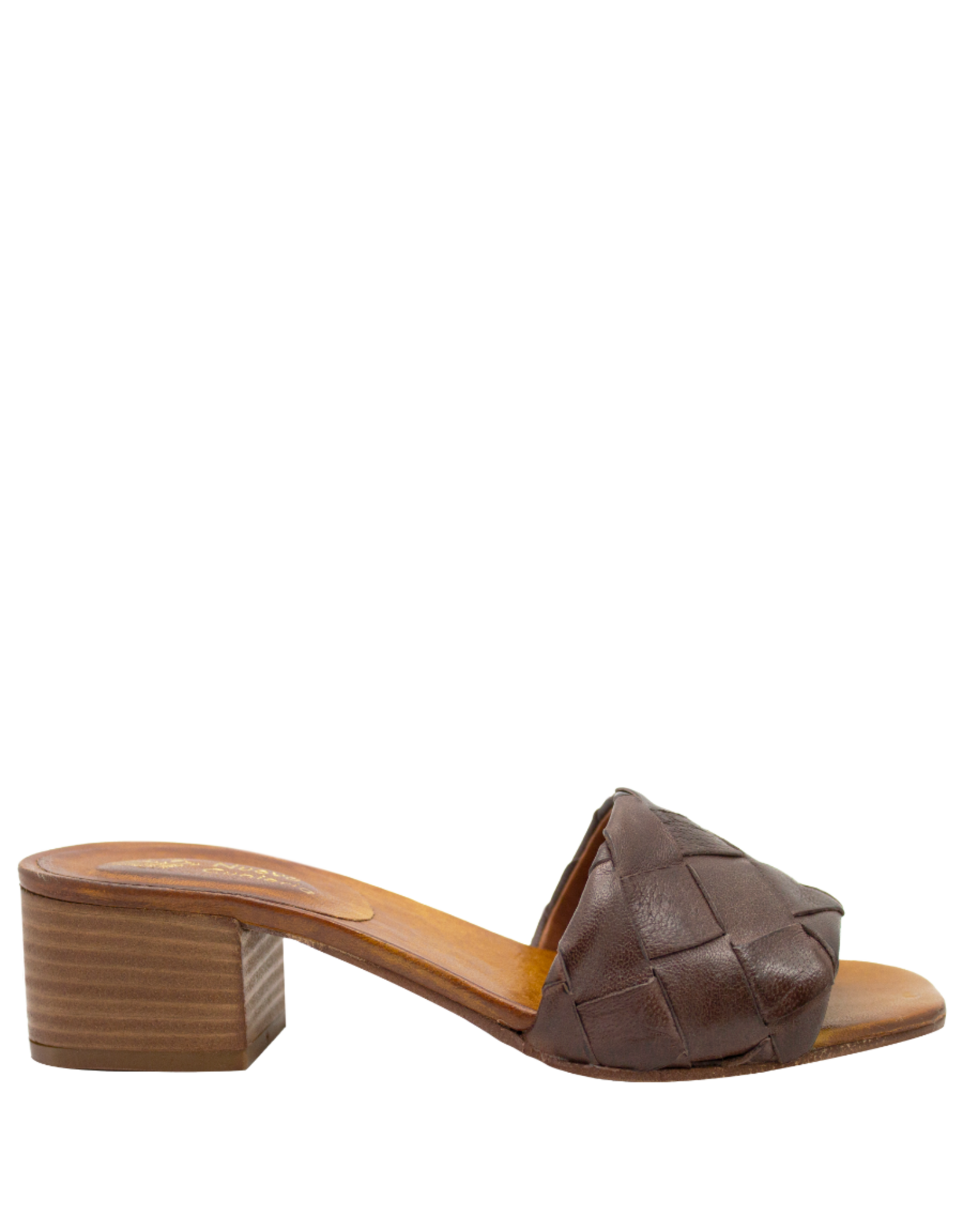 Nuova Nuova N3I Brown Woven Block Heel Mule Clara