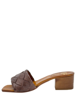 Nuova Nuova N3I Brown Woven Block Heel Mule Clara