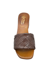 Nuova Nuova N3I Brown Woven Block Heel Mule Clara
