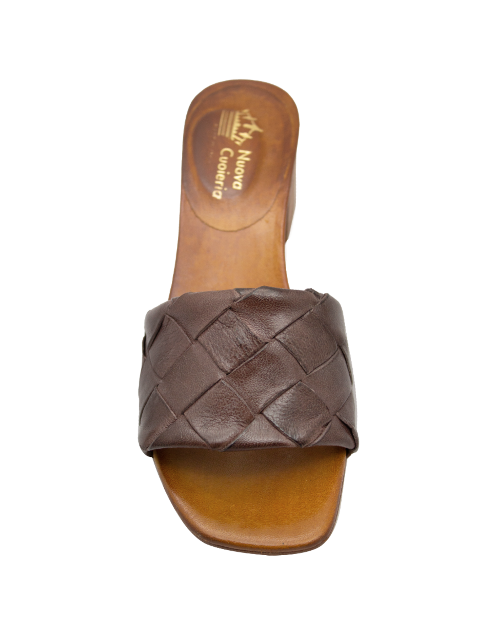Nuova Nuova N3I Brown Woven Block Heel Mule Clara