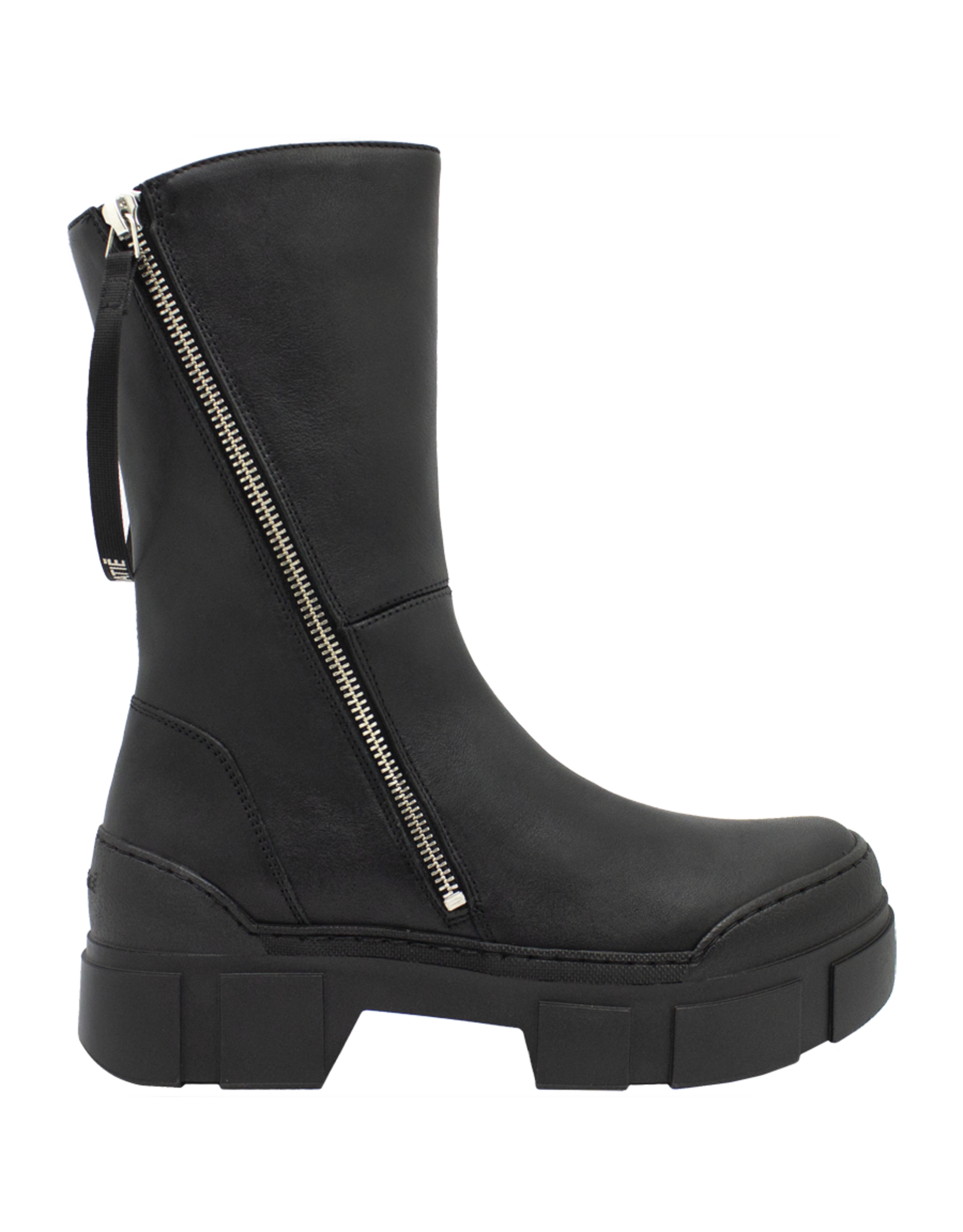 VicMatie VM80W Black Double Zipper Boot Calvy