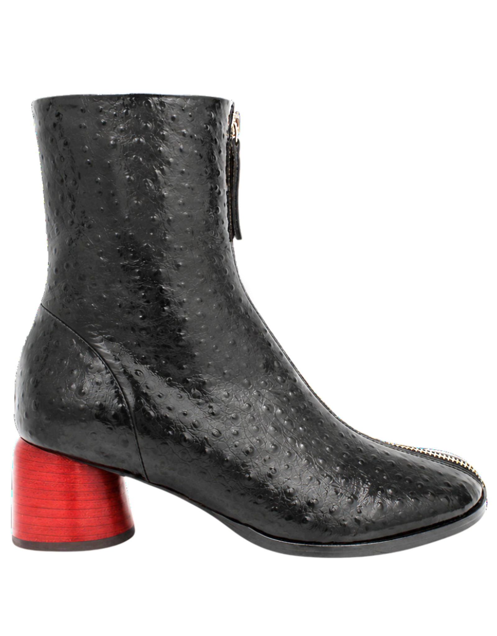 Halmanera Halmanera H53E Black Ostrich With Red Cone Heel 1033
