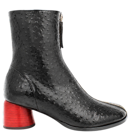 Halmanera Halmanera H53E Black Ostrich With Red Cone Heel 1033