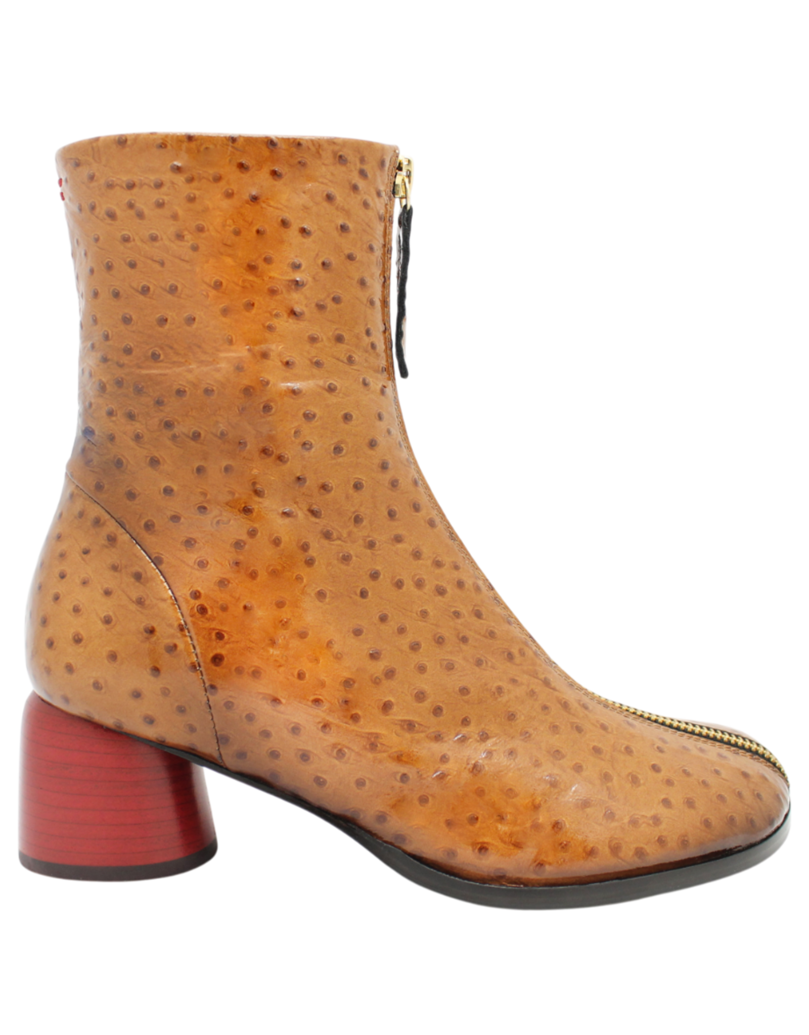 Halmanera Halmanera H53F  Camel Shine Ostrich With Red Cone Heel 1033