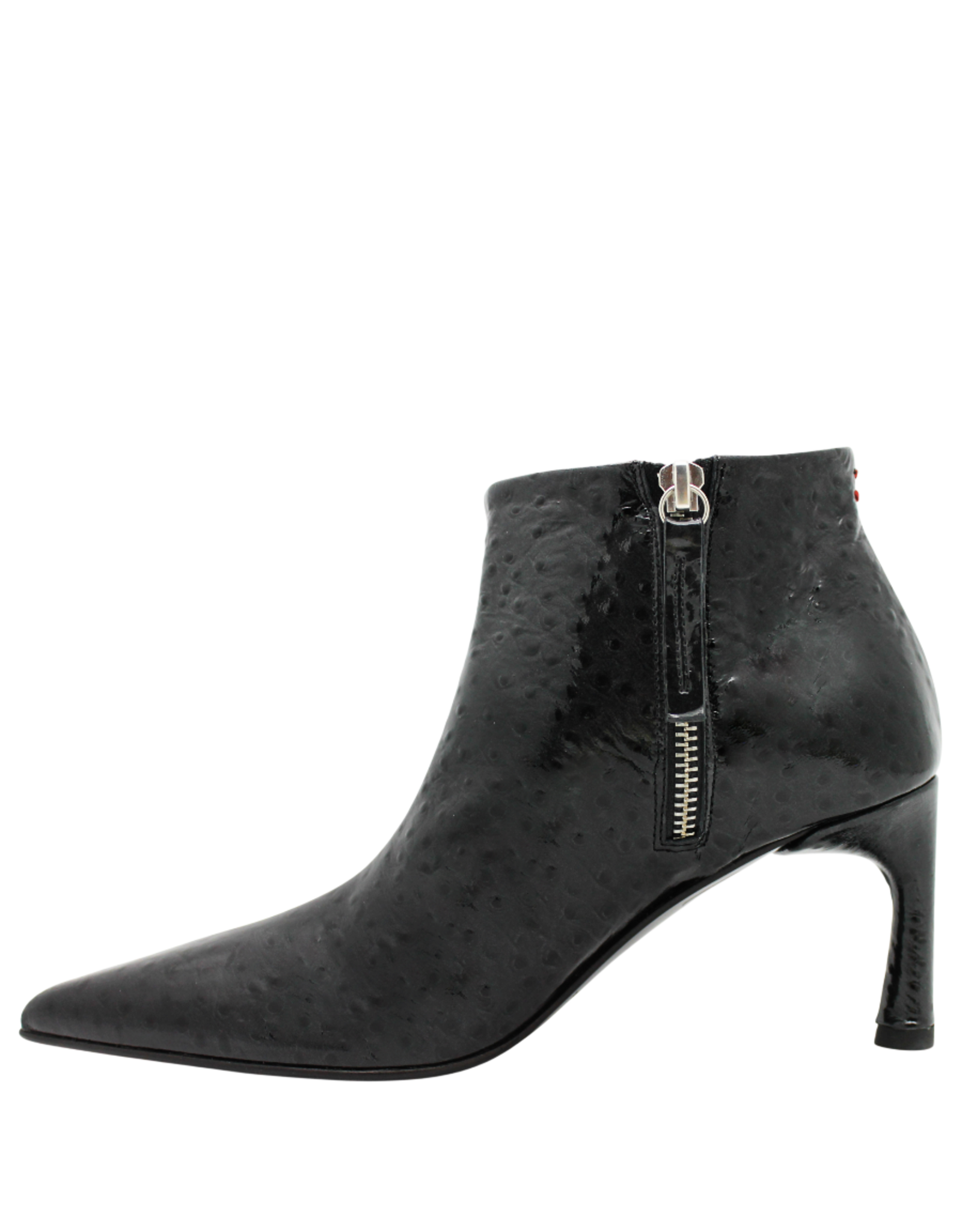 Halmanera Halmanera H53O Black Glaze Ostrich Point Toe Boot 1038