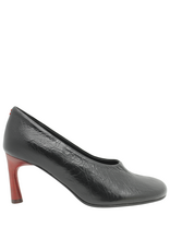 Halmanera Halmanera H53R Black Round Bomber Calf Pump/Red Heel 1039