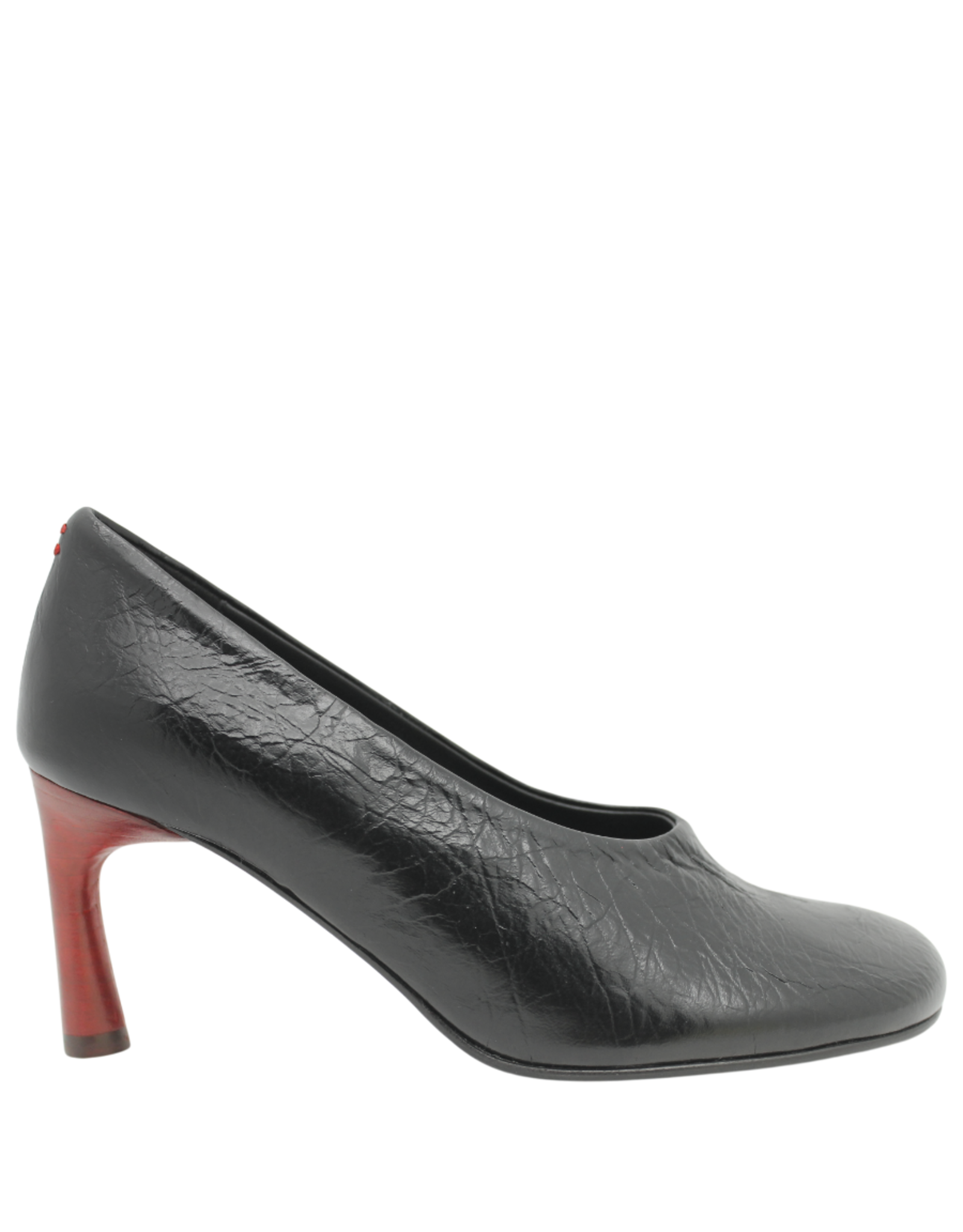 Halmanera Halmanera H53R Black Round Bomber Calf Pump/Red Heel 1039