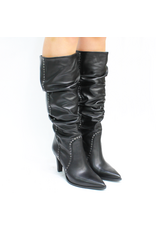 Mimmu Mimmu MM1F Black Ruched Knee Boot W/ Studs Sylvie