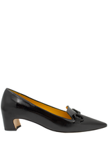 MaraBini MaraBini M13Q Black Glaze Kitten Heel Loafer W/ Bar 1039