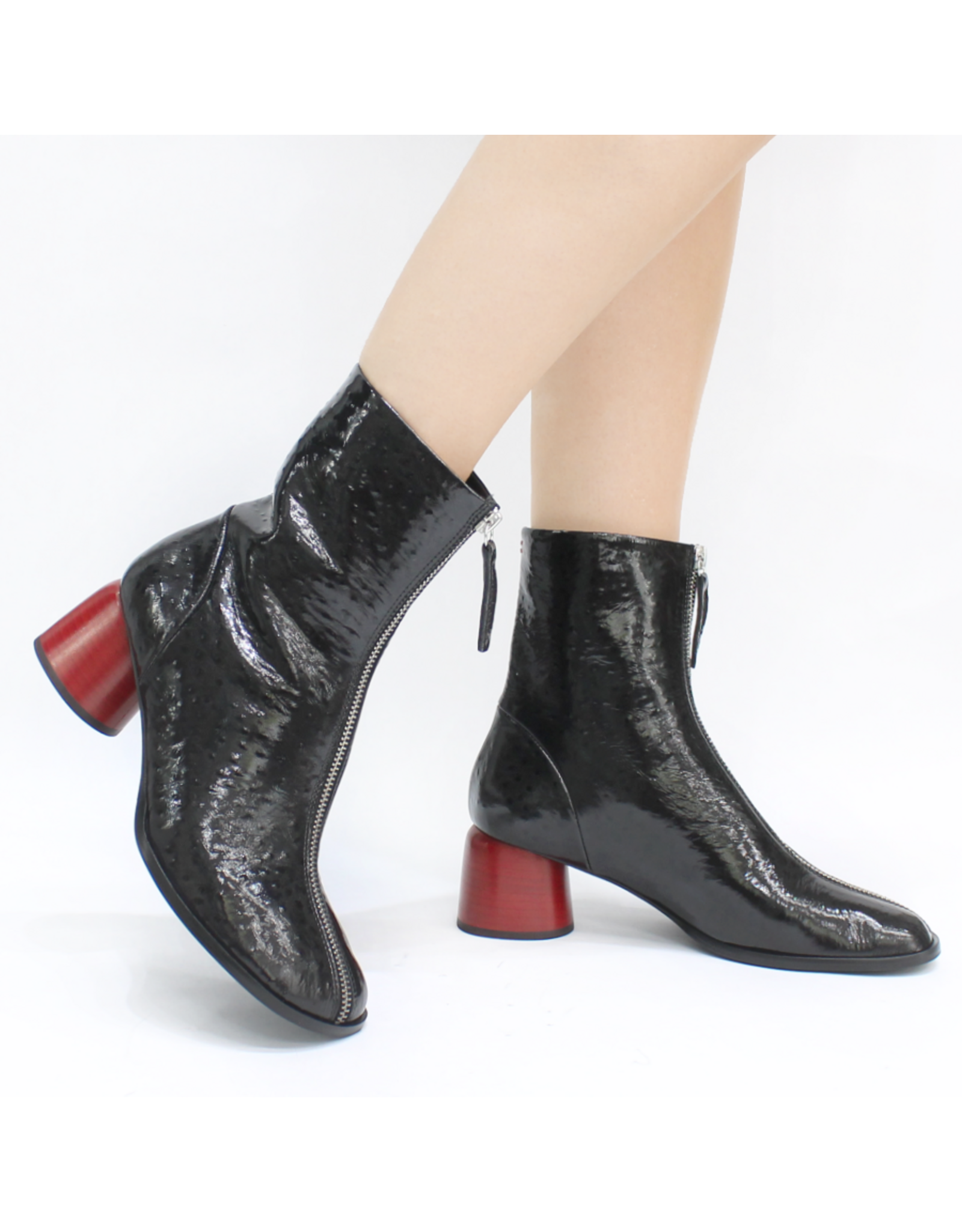 Halmanera Halmanera H53E Black Ostrich With Red Cone Heel 1033