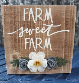 Primitives By Kathy Box Sign "Farm Sweet Farm"