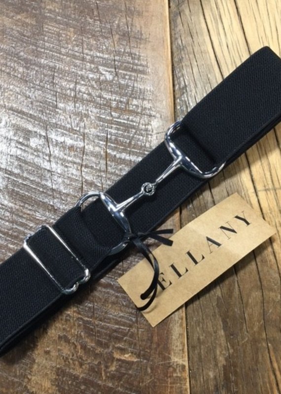 Ellany Equestrian Ellany Black 1.5" Silver Snaffle Elastic Belt