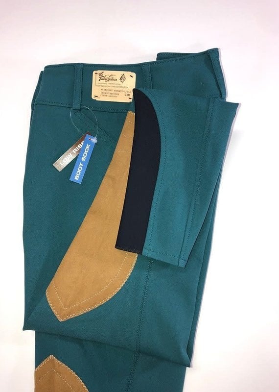 The Tailored Sportsman The Tailored Sportsman Women's Lowrise Bootsock Breeches Dark Teal Front Zip  28R