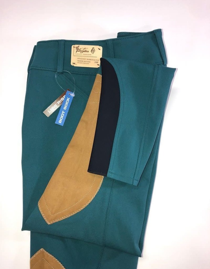 The Tailored Sportsman The Tailored Sportsman Women's Lowrise Bootsock Breeches Dark Teal Front Zip  28R