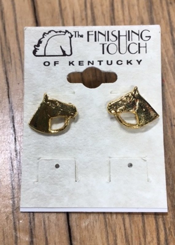 The Finishing Touch Of Kentucky Horse Head with Bridle Gold Earrings