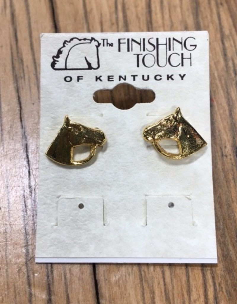 The Finishing Touch Of Kentucky Horse Head with Bridle Gold Earrings