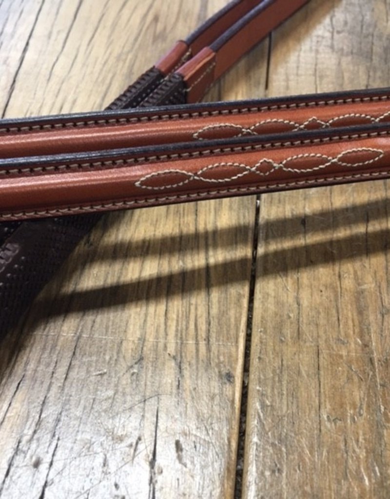 Edgewood Edgewood Fancy-Stitch Raised Brown Rubber Reins 5/8"