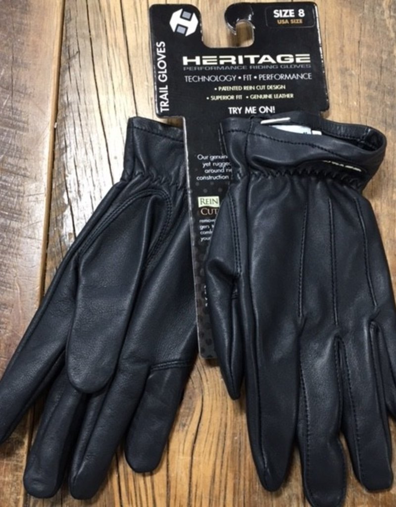 Heritage Gloves Heritage Black Leather Trail Gloves