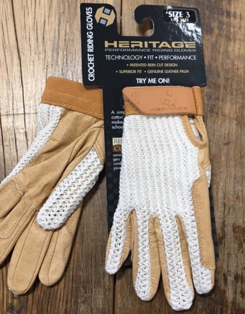 Heritage Gloves Heritage Youth Crochet Tan Riding Gloves