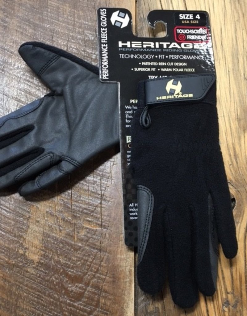 Heritage Gloves Heritage Youth Black Performance Fleece Gloves