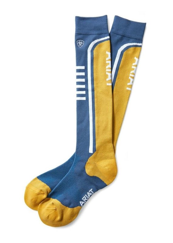 Ariat Women's AriatTek Slimline Performace Socks Blue/ Gold