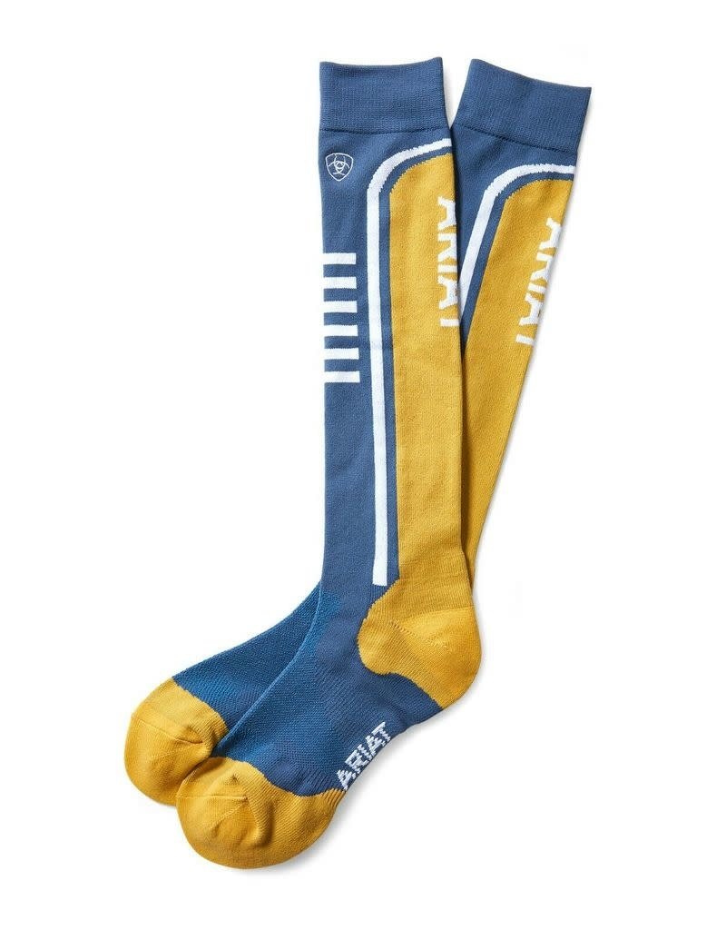 Ariat Women's AriatTek Slimline Performace Socks Blue/Gold