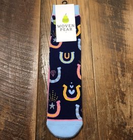 Woven Pear Woven Pear Lucky Horseshoe Crew Socks