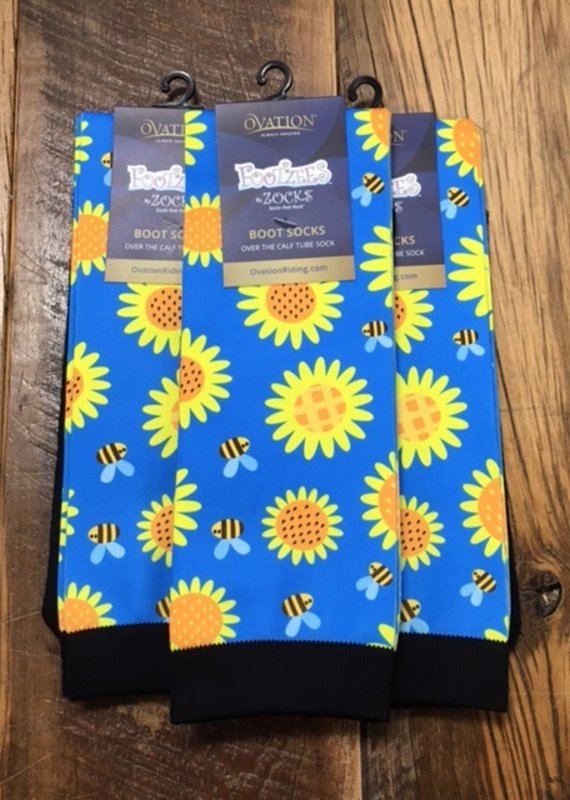 Ovation Ovation Footzees Boot Socks Ladies Sunflowers & Bumblebees