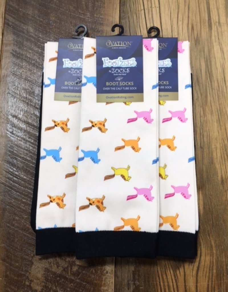 Ovation Ovation Ladies Footzees Boot Socks Chubby Ponies