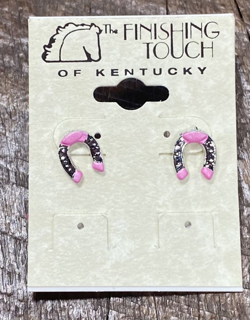The Finishing Touch Of Kentucky 2-Tone  Rose/Silver Horseshoe Earrings