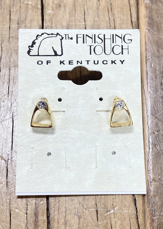 The Finishing Touch Of Kentucky Gold Mini Stirrup with Rhinestone Earrings