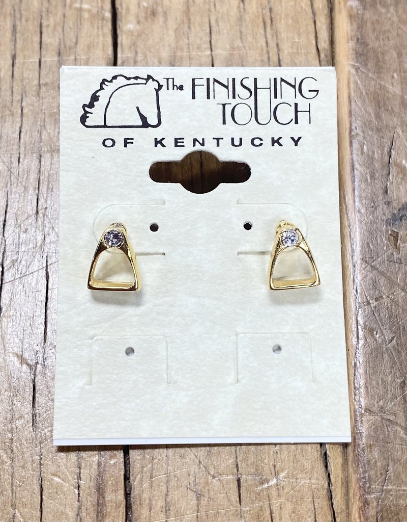 The Finishing Touch Of Kentucky Gold Mini Stirrup with Rhinestone Earrings