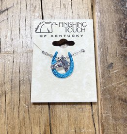 The Finishing Touch Of Kentucky Turquoise Horseshoe with Horse Head Necklace