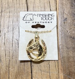 The Finishing Touch Of Kentucky Gold Horseshoe with Horse Head Necklace