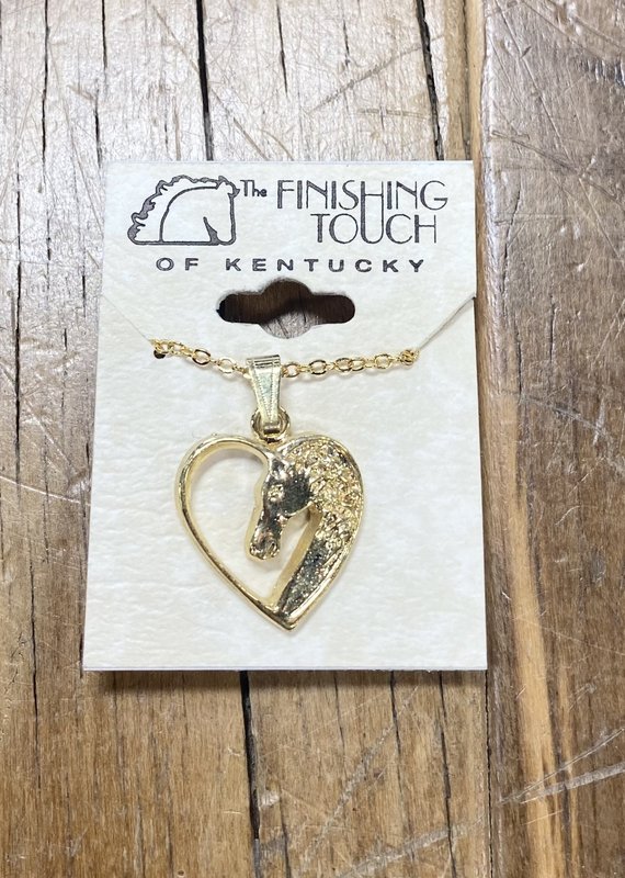 The Finishing Touch Of Kentucky Gold Heart with Horse Head Necklace