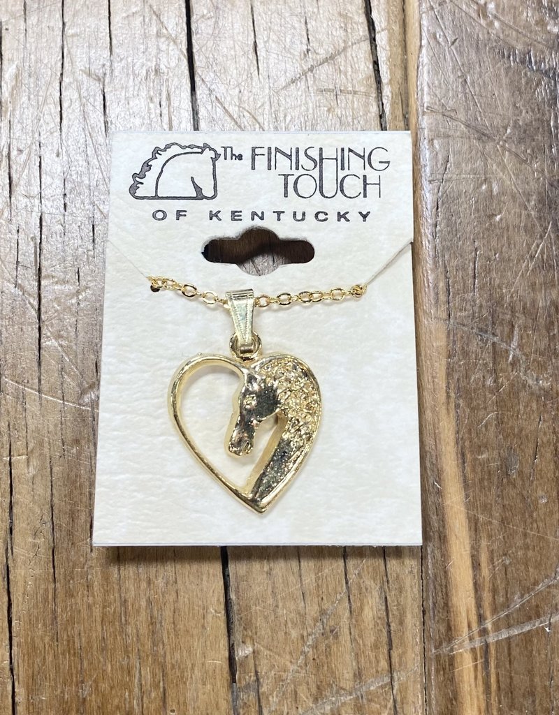 The Finishing Touch Of Kentucky Gold Heart with Horse Head Necklace