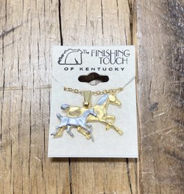 The Finishing Touch Of Kentucky Mare and Foal Gold and Silver Necklace
