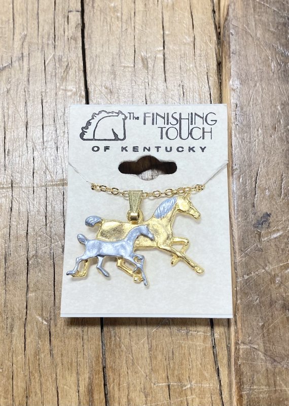 The Finishing Touch Of Kentucky Mare and Foal Gold and Silver Necklace