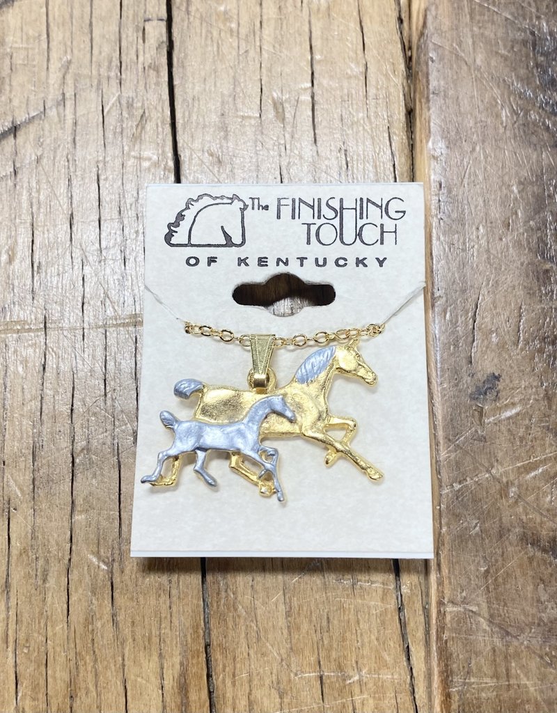 The Finishing Touch Of Kentucky Mare and Foal Gold and Silver Necklace