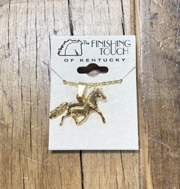 The Finishing Touch Of Kentucky Mare and Foal Gold Necklace