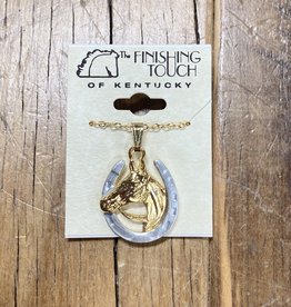 The Finishing Touch Of Kentucky Silver Horseshoe with Gold Horse Head Necklace