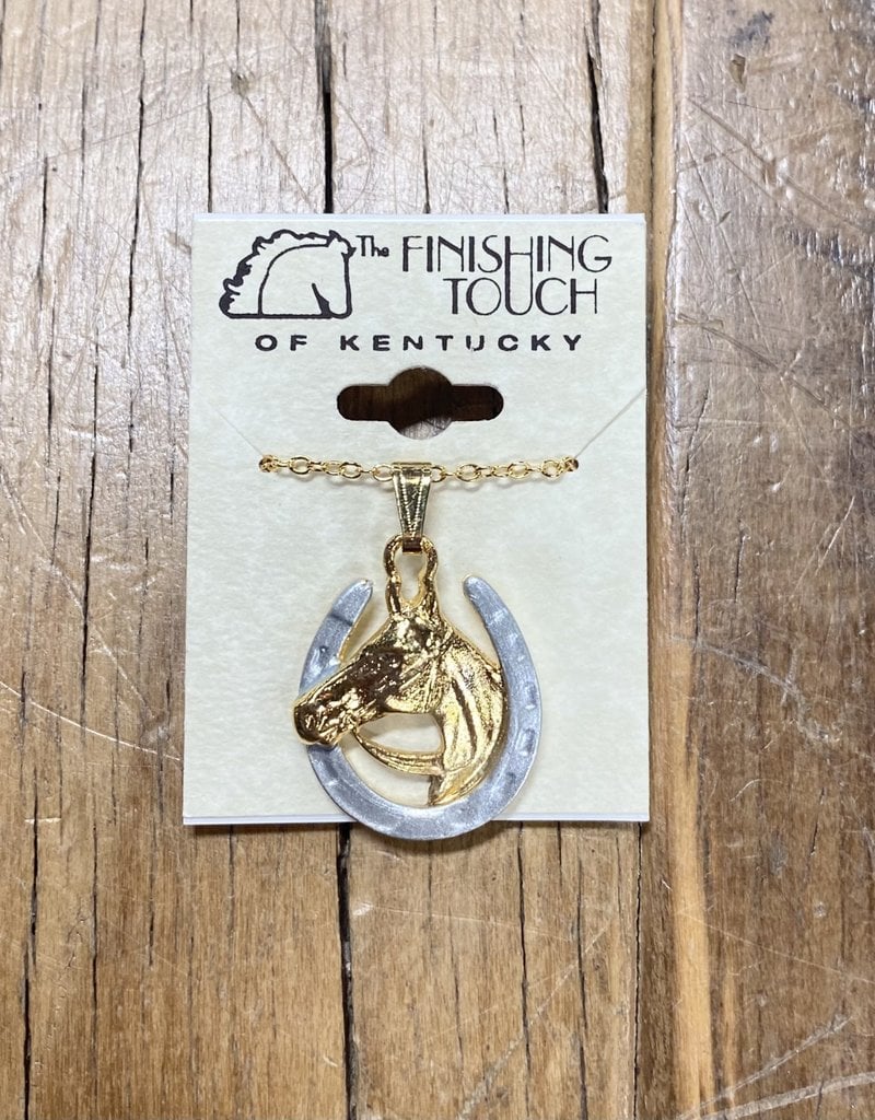 The Finishing Touch Of Kentucky Silver Horseshoe with Gold Horse Head Necklace