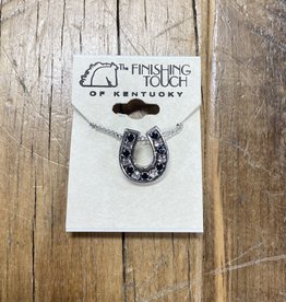 The Finishing Touch Of Kentucky Silver Horseshoe with Black & Silver Crystal Necklace