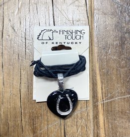 The Finishing Touch Of Kentucky Black Onyx Heart with Horseshoe Necklace