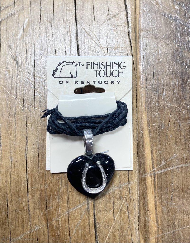 The Finishing Touch Of Kentucky Black Onyx Heart with Horseshoe Necklace