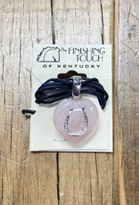 The Finishing Touch Of Kentucky Rose Quartz Heart with Horseshoe Necklace