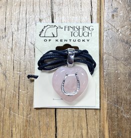 The Finishing Touch Of Kentucky Rose Quartz Heart with Horseshoe Necklace